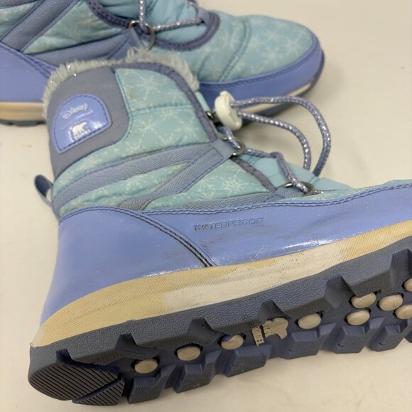 Sorel Disney Frozen Elsa Whitney girls winter boots blue 6 purple pre-worn snow - Picture 7 of 11